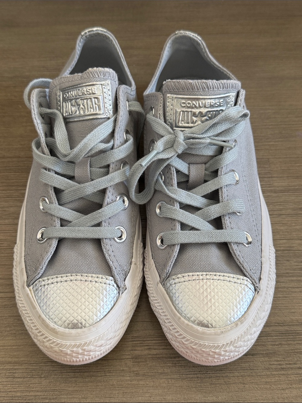 Converse Low Top Sneakers - Gray with Silver Toe Caps